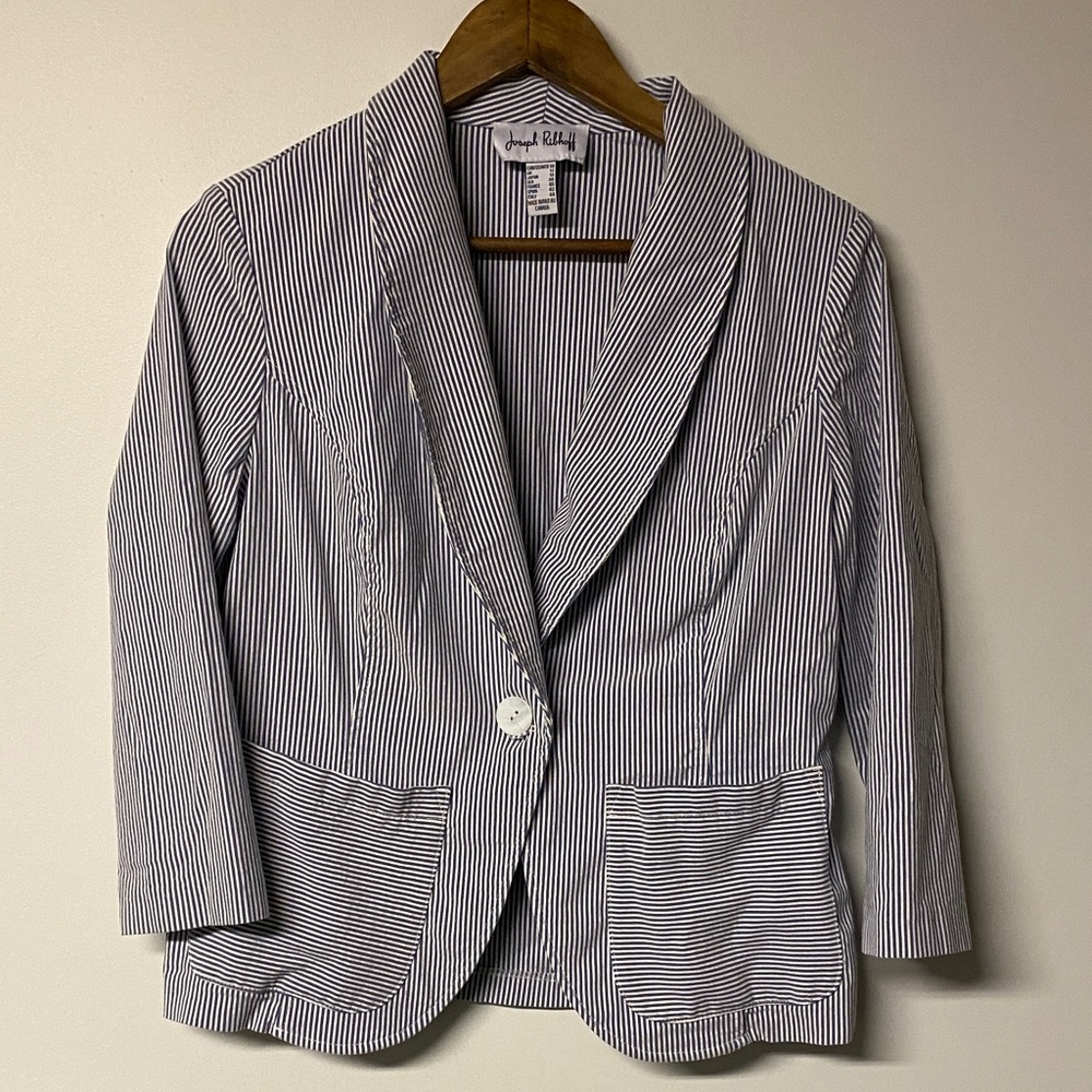 Joseph Ribkoff Navy and White Pinstripe Blazer